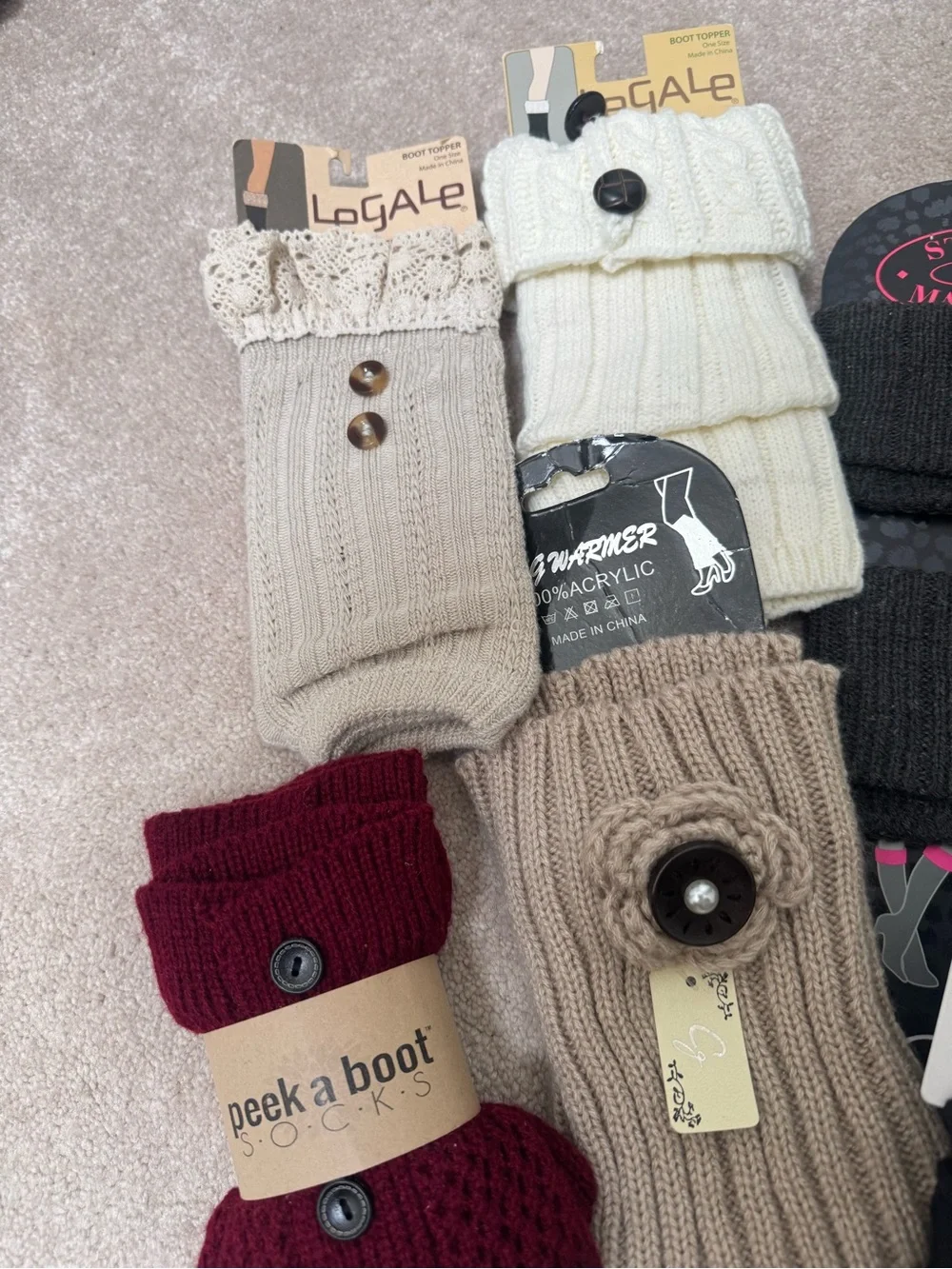 Adult Knit Boot Cuffs 9 pairs - Assorted Colors